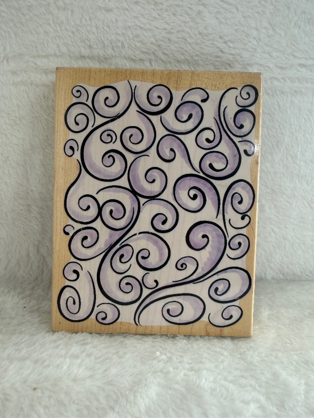 Penny Black Wood Backed Rubber Stamp Scroll Background Card Making Scrapbooking